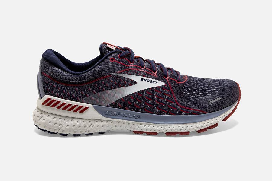 Brooks Adrenaline GTS 21 Mens UK - Road Running Shoes - Navy/Grey/Red 420-IVAXNB